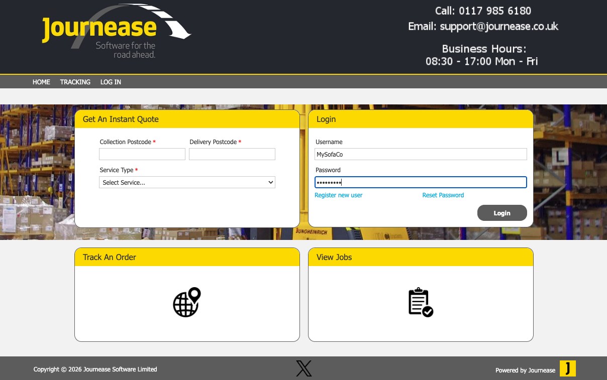 Courier booking system and customer portal software